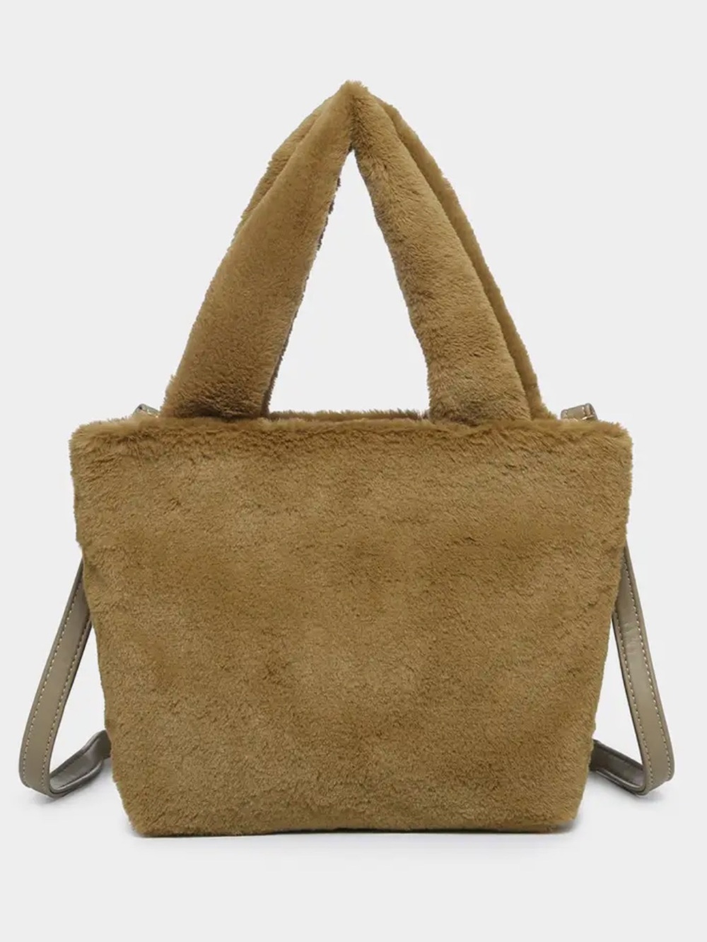 ShopEvelynne Plush Faux-Fur Tote in Camel